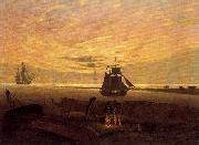 Caspar David Friedrich Evening on the Baltic Sea oil painting reproduction